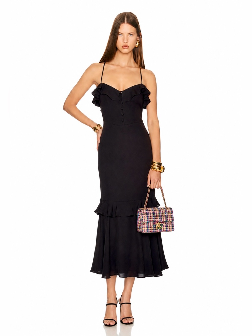 MILLY Petal Dress In BLACK
